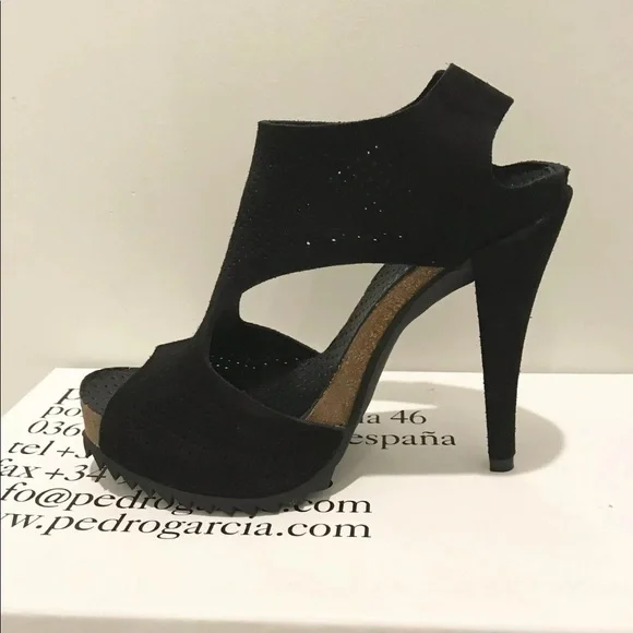 Pedro Garcia Petunia Perforated Suede Sandal Black - Picture 7 of 11